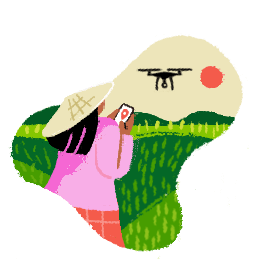 Spot illustration of a girl with a drone