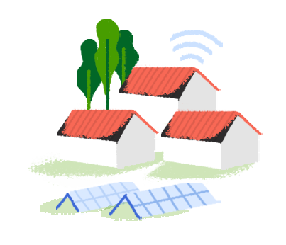 Spot illustration of houses with solar panels